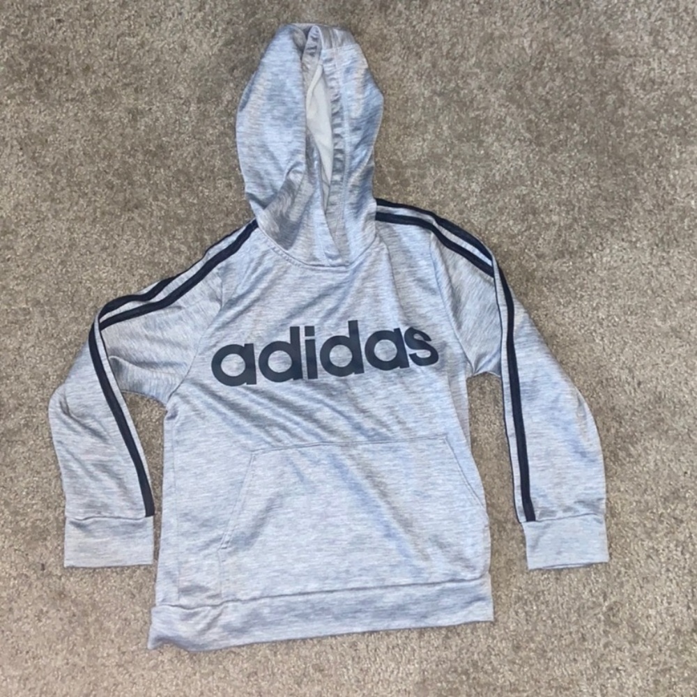 Adidas pullover hoodie size 8 kids Grey